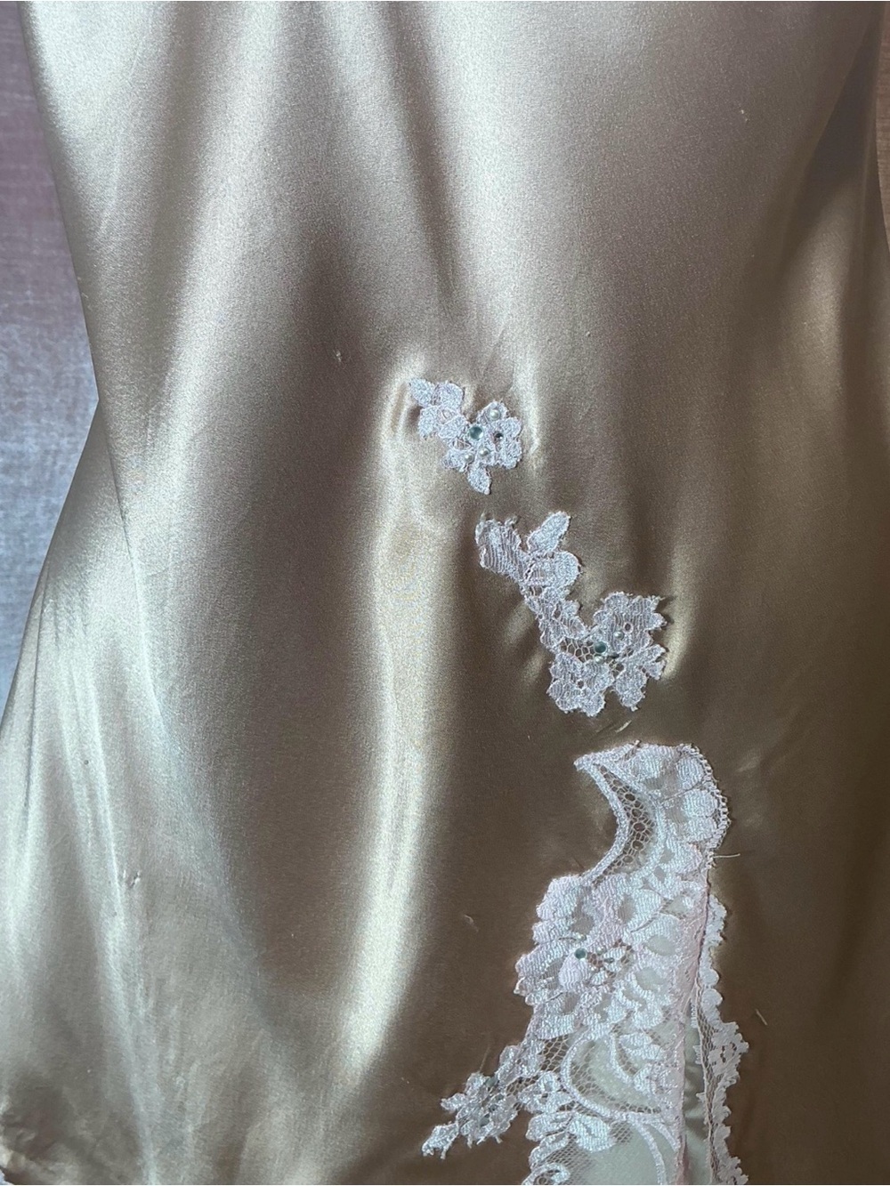 Vintage Y2K Victoria's Secret Lace Trim Rhinestone Cami Slip Dress - Picture 5 of 5